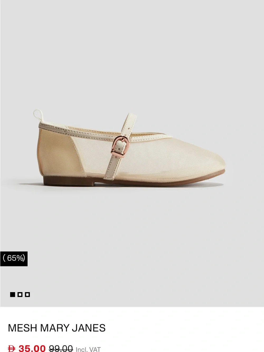 H&M Beige Mesh Mary Jane Flats with Strap
